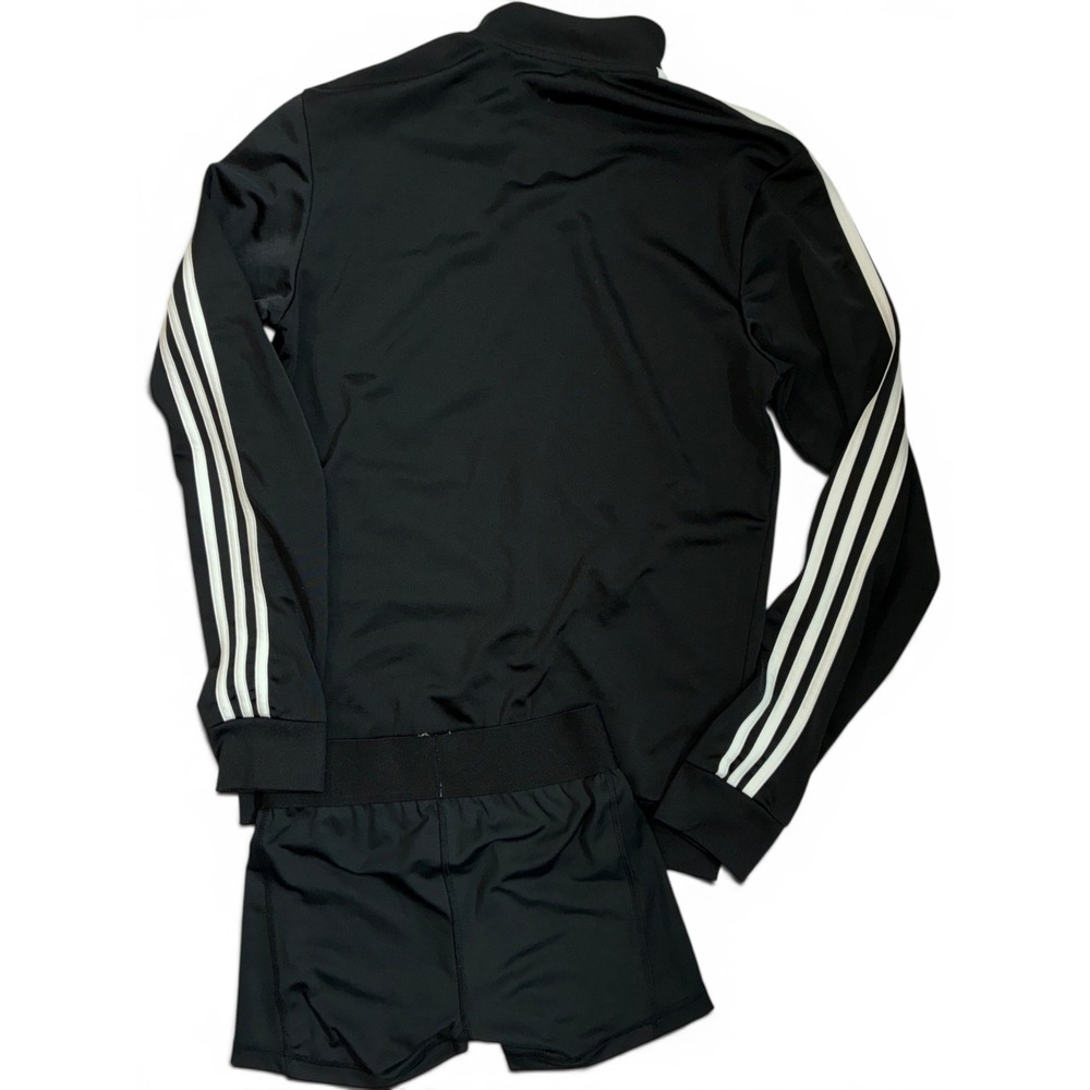 Adidas bundle Tracksuit Set Women Small Black 3-Stripe Zip Jacket Shorts - Picture 3 of 7